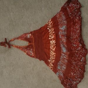 Fashion Terminal- burnt orange, halter dress, free size